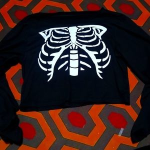 Skeleton ribcage crop top